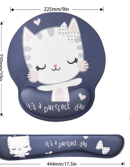 Load image into Gallery viewer, Keyboard Mouse Pad Wrist Rest, Gel Ergonomic Wrist Rest Support Mousepads,Non Slip Rubber Base Wrist Support with Memory Foam for Laptop Computer Home Office Work, Durable Comfortable,Cute Cat
