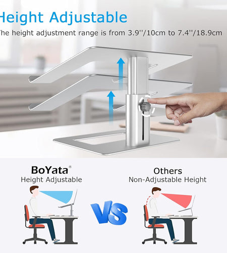 Laptop Stand, Ergonomic Aluminum Height Adjustable Computer Stand Laptop Riser Holder for Desk, Compatible with Macbook Pro/Air, Dell, Lenovo, HP, Samsung, More Laptops 11-17"