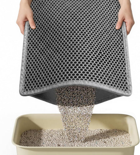 Cat Litter Mat, 15X24 Inch Litter Box Mat,Honeycomb Double Layer Trapping Litter Mat Design,Waterproof Urine Proof Kitty Litter Mat,Easy Clean Scatter Control (Grey, 15X24 Inch (Pack of 1))