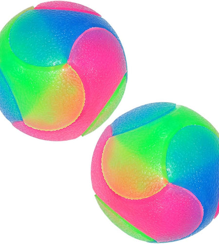 2 Pcs Light up Dog Balls Flashing Elastic Ball Glow in the Dark Interactive Pet Toys for Puppy, Cats, Dogs