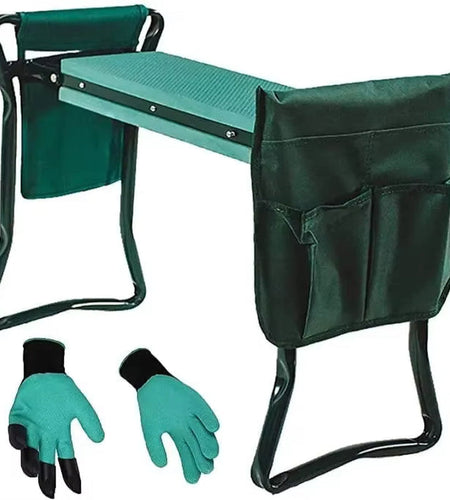 Folding Garden Kneeler Stool Bench Tool Pouch Storage Bag Protect Knees Sturdy Pad Seat Bearing Multi Pockets