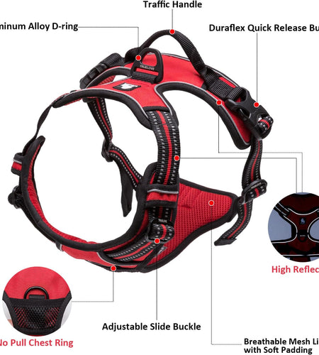 Adjustable No-Pull Dog Harness Reflective Pup Vest Harnesses Comfortable Control Brilliant Colors Truelove Tlh5651(Royal Blue,M)
