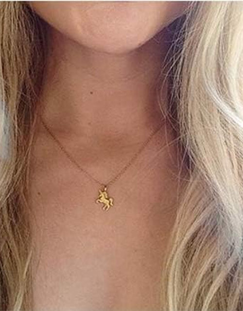 Load image into Gallery viewer, 8Pack Friendship Unicorn Necklace Set Good Luck Elephant Pendant Chain Necklace with Message Card Party Favors Birthday Gifts for Women (Gold)
