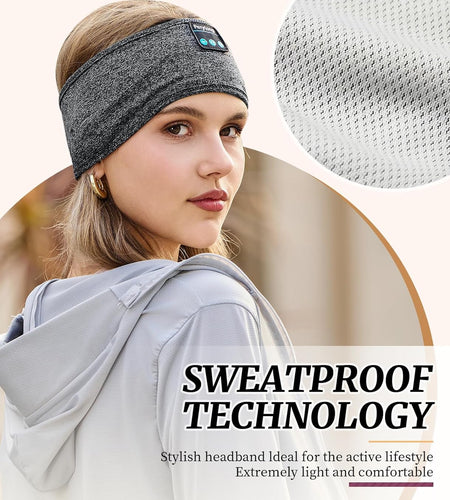 Sleep Headphones Wireless, Bluetooth Sports Headband Headphones with Ultra-Thin HD Stereo Speakers Perfect for Sleeping,Workout,Jogging,Yoga,Insomnia, Air Travel, Meditation (Grey)
