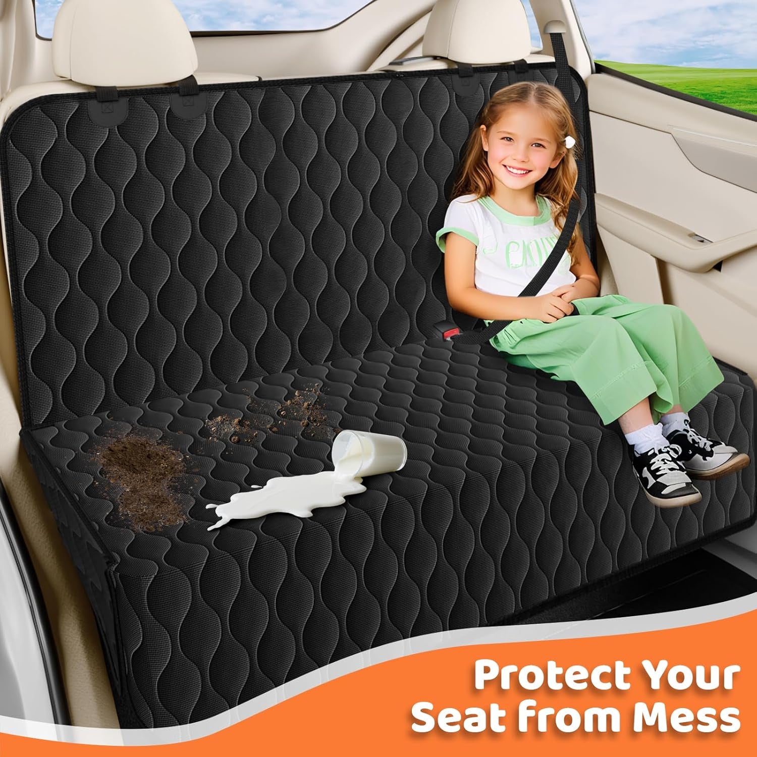 100% Waterproof Pet Seat Cover Car Seat Cover for Pets - Scratch Proof & Nonslip Backing & Hammock, Quilted, Padded, Durable Pet Seat Covers for Cars Trucks and Suvs