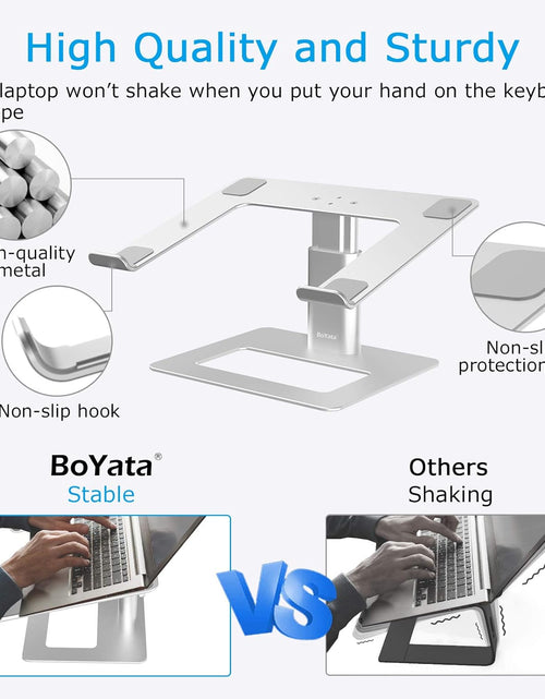 Load image into Gallery viewer, Laptop Stand, Ergonomic Aluminum Height Adjustable Computer Stand Laptop Riser Holder for Desk, Compatible with Macbook Pro/Air, Dell, Lenovo, HP, Samsung, More Laptops 11-17"
