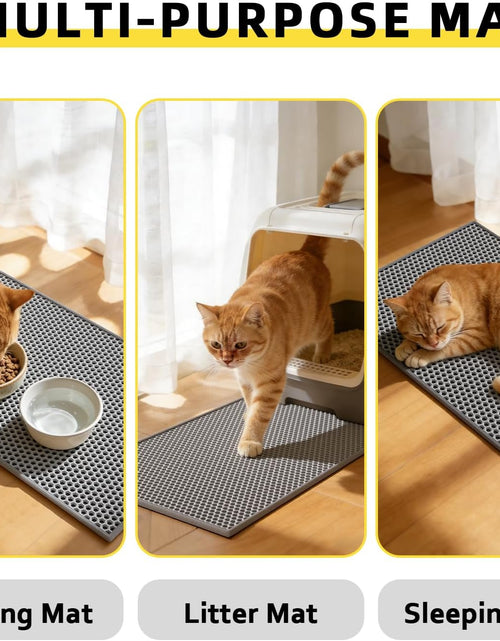 Load image into Gallery viewer, Cat Litter Mat, 15X24 Inch Litter Box Mat,Honeycomb Double Layer Trapping Litter Mat Design,Waterproof Urine Proof Kitty Litter Mat,Easy Clean Scatter Control (Grey, 15X24 Inch (Pack of 1))
