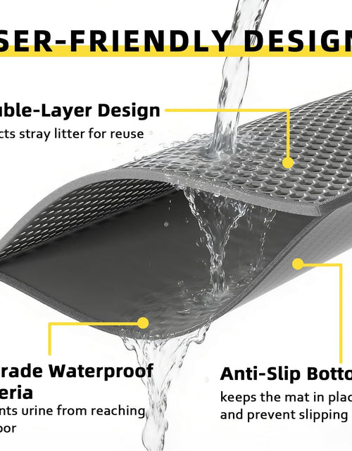 Load image into Gallery viewer, Cat Litter Mat, 15X24 Inch Litter Box Mat,Honeycomb Double Layer Trapping Litter Mat Design,Waterproof Urine Proof Kitty Litter Mat,Easy Clean Scatter Control (Grey, 15X24 Inch (Pack of 1))
