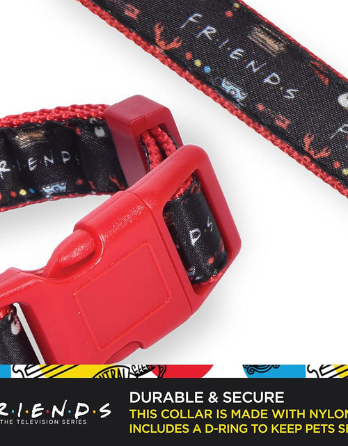 Load image into Gallery viewer, Friends TV Show Iconic Graphics Dog Collar - Friends Dog Collar, D Ring Collar, Cute Dog Collar, Puppy Collar, Collars for Dogs, Friends Pet Collar, Black Collar, Red Collar, Nylon Dog Collar
